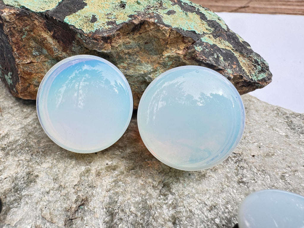 Opalite Single Flared Plugs – Milky Glass Ear Gauges