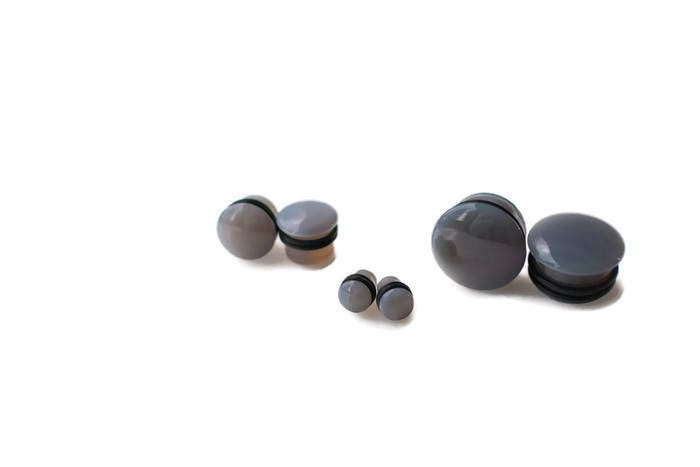 Grey Agate Plugs – Single Flared Stone Gauges