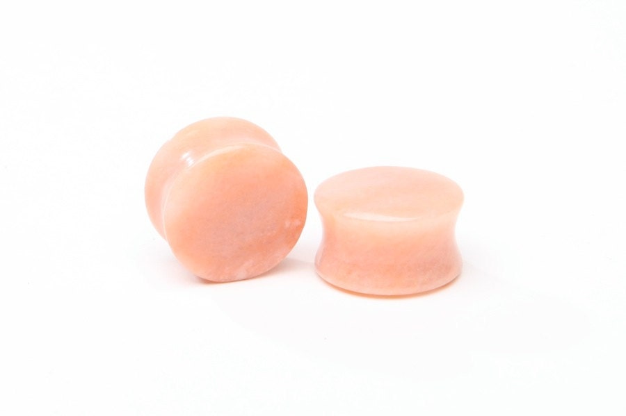 Peach Aventurine Stone Plugs – Double Flared