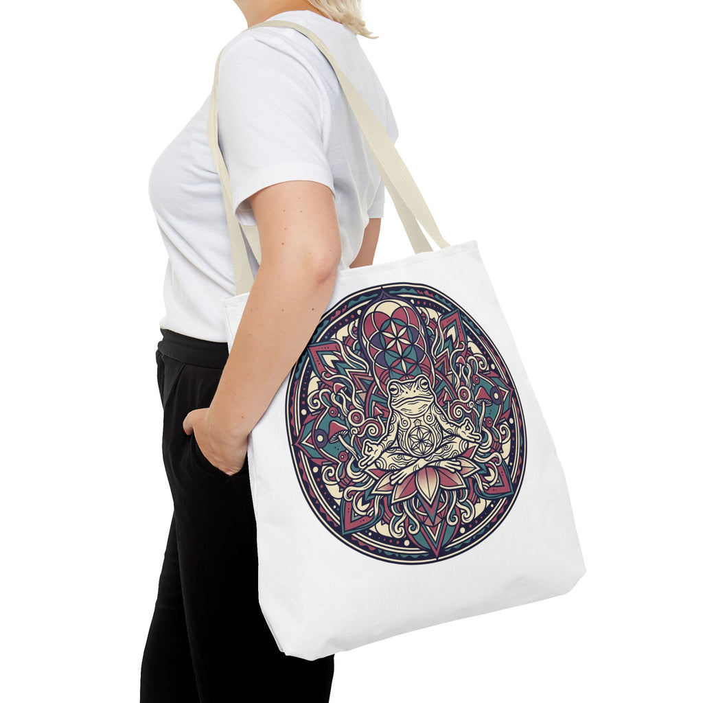 Meditating Cat Mandala Tote Bag — Boho Yoga, Spiritual Gift