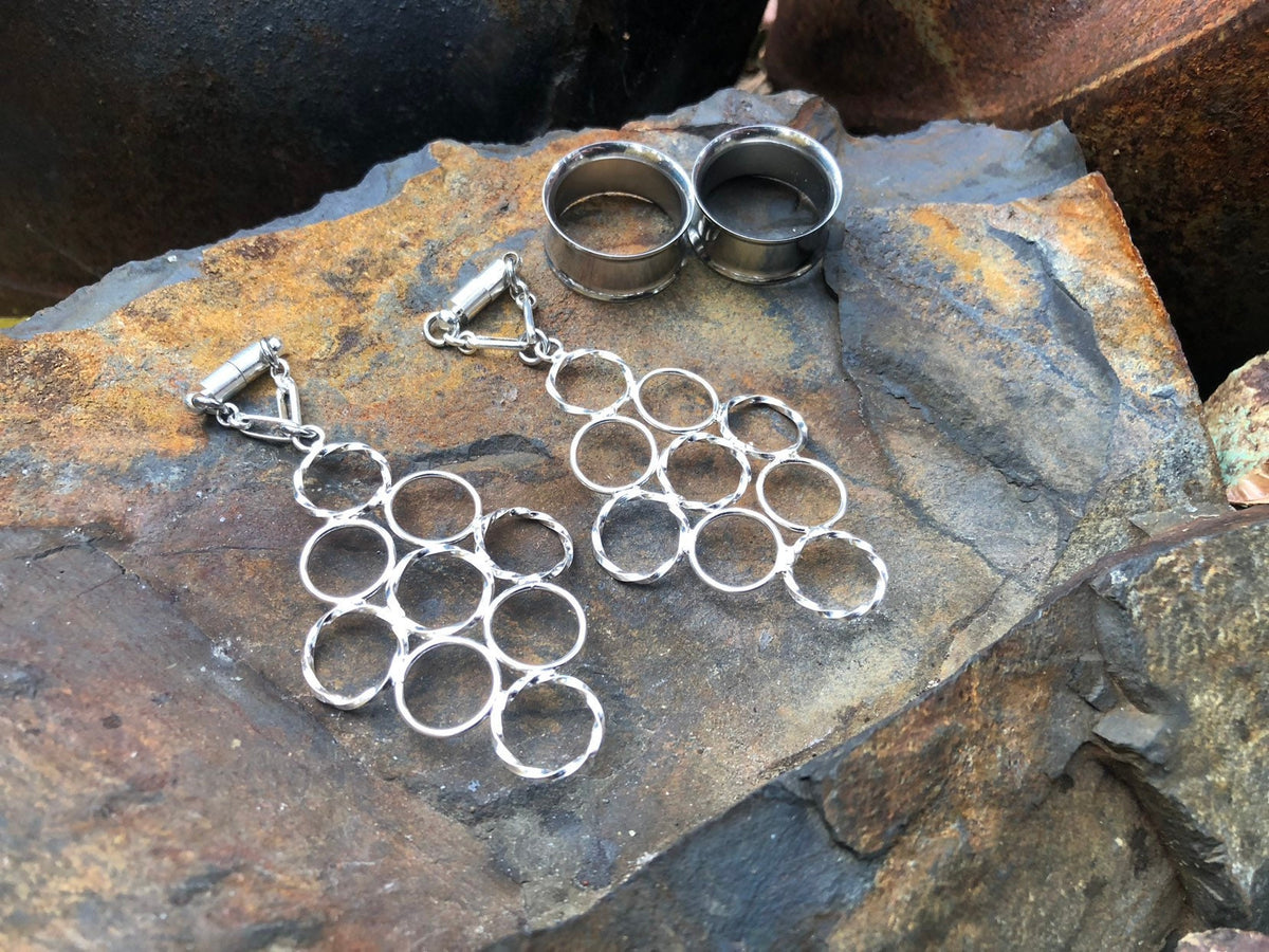 Silver-Plated Magnetic Clasp Gauged Earrings