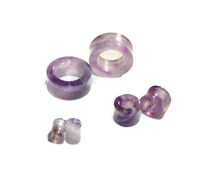 Amethyst Stone Tunnels – Double Flared Ear Gauges