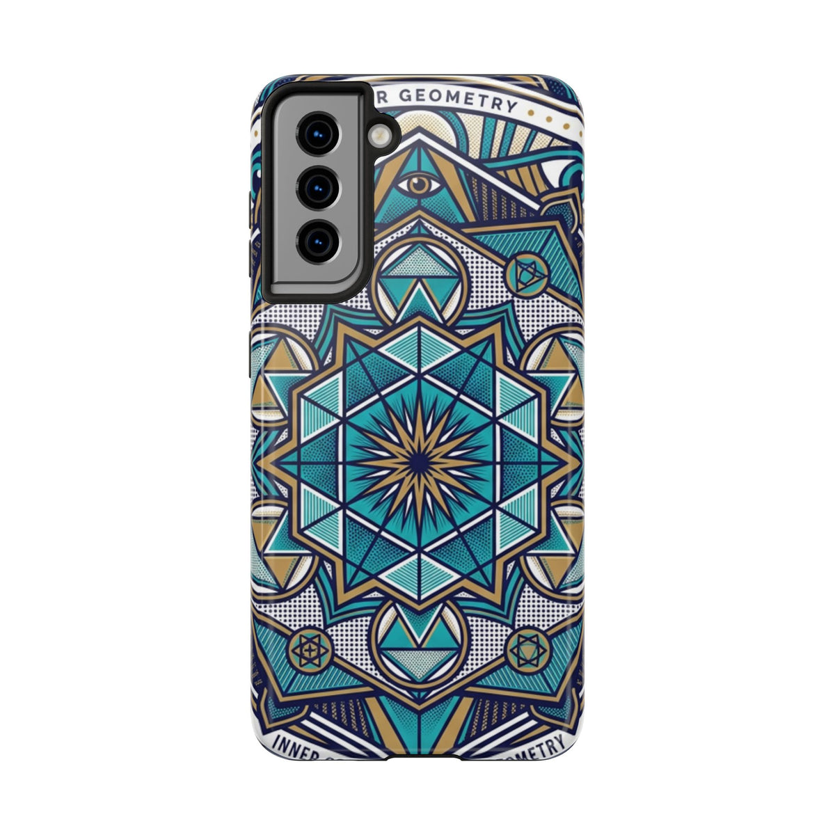 Tough Phone Case — Blue Geometric Mandala Protective Phone Cover