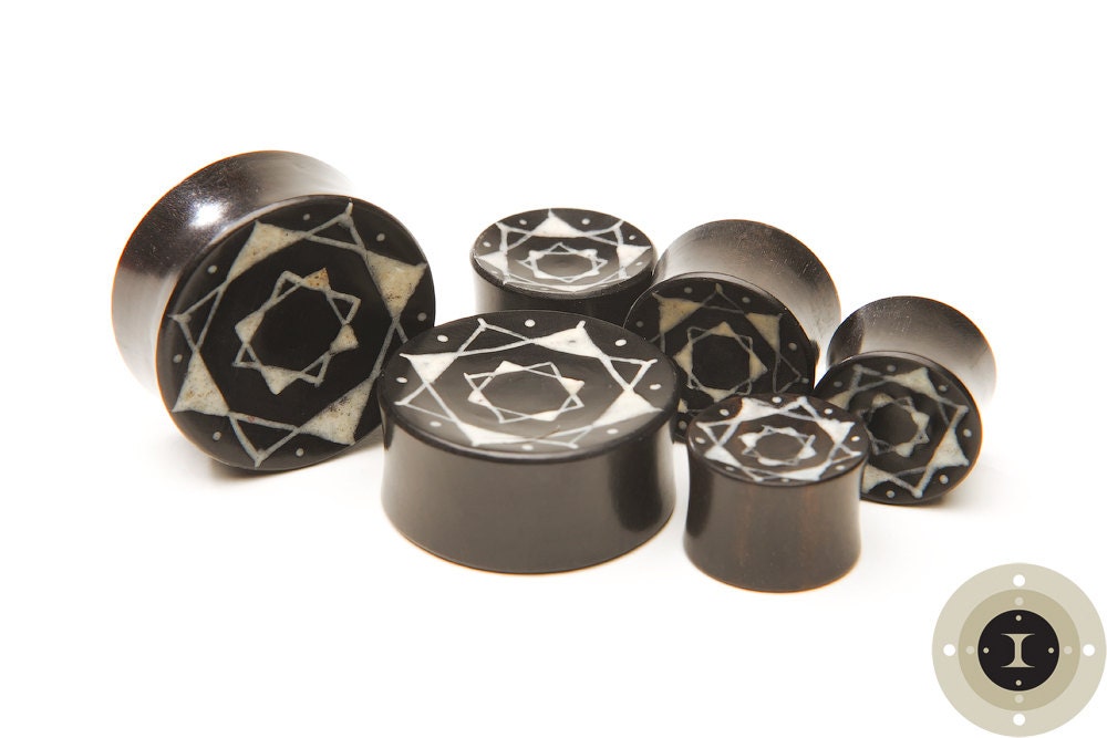 Ebony Wood Ivory-Tone Inlay Plugs – Double Flared