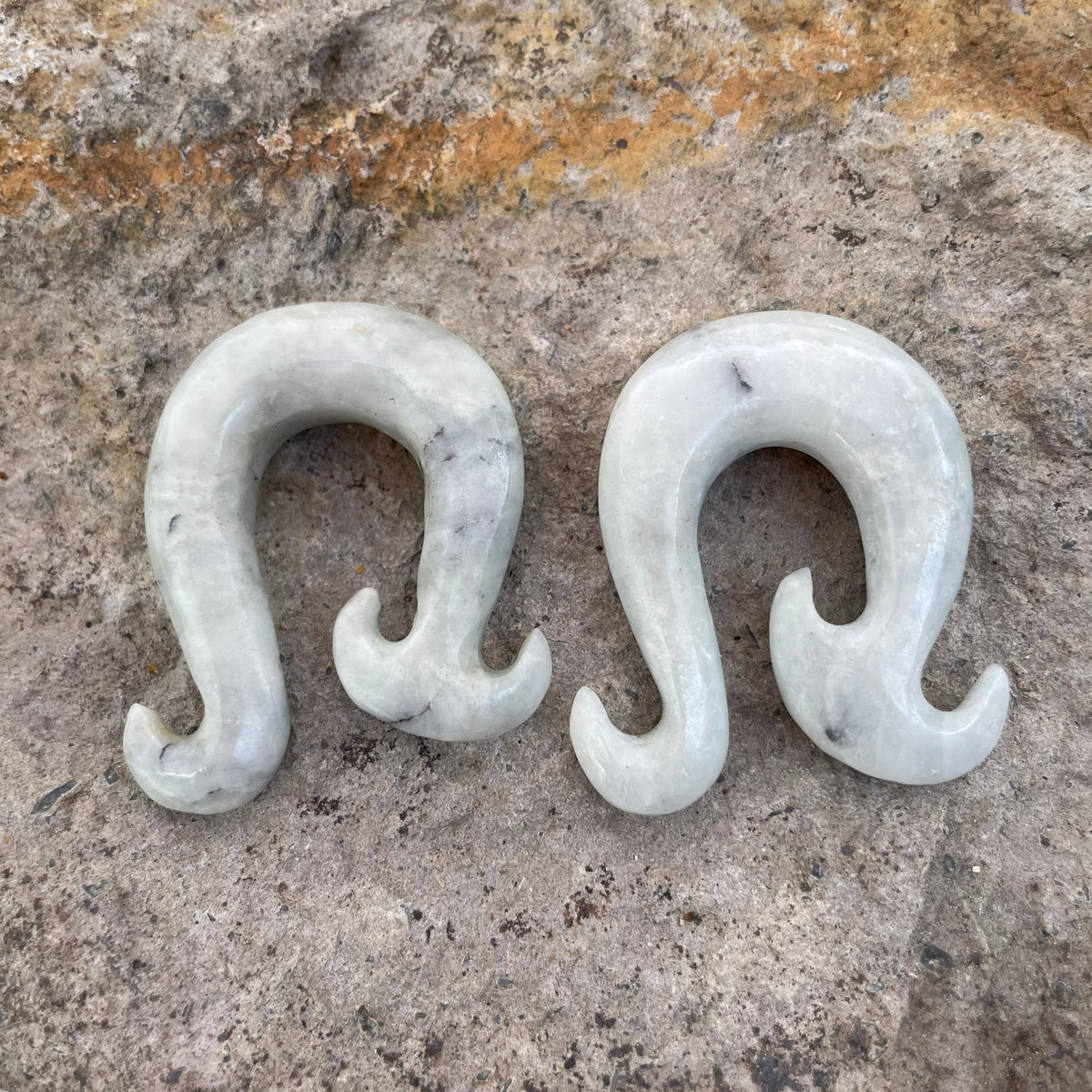 OOAK Pale Sage Jadeite Wave Hooks – 00g (9.5mm)