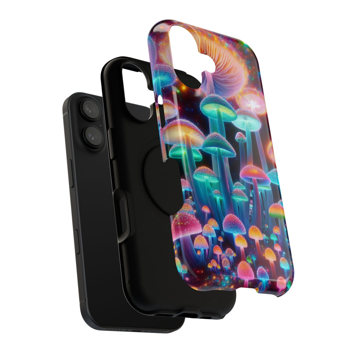 Psychedelic Neon Mushroom Phone Case — Protective Cosmic Art iPhone Cover