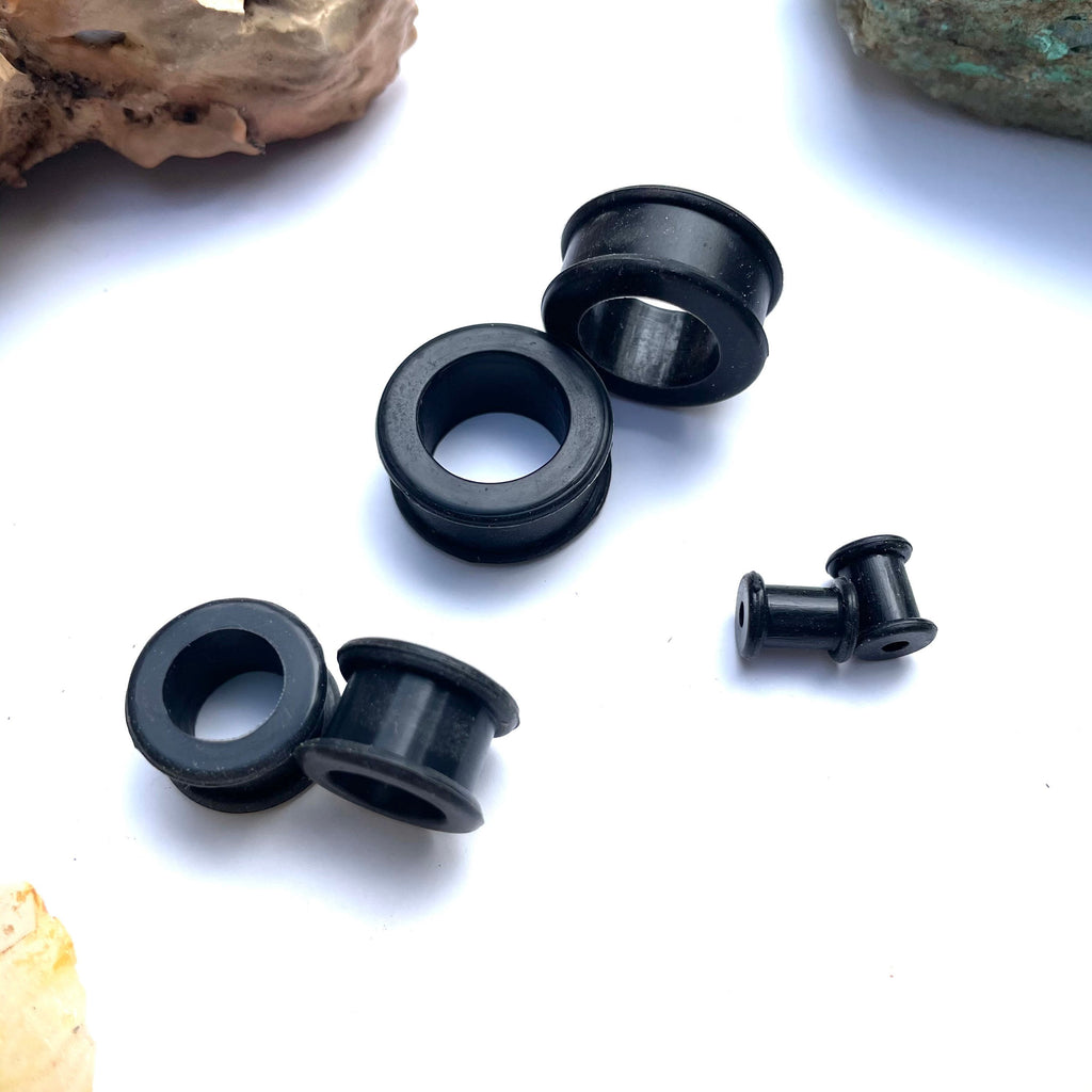 Black Silicone Tunnels – Flexible Ear Gauges