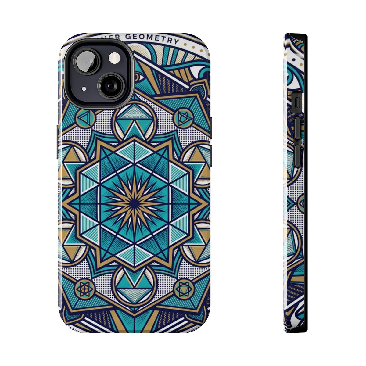 Tough Phone Case — Blue Geometric Mandala Protective Phone Cover