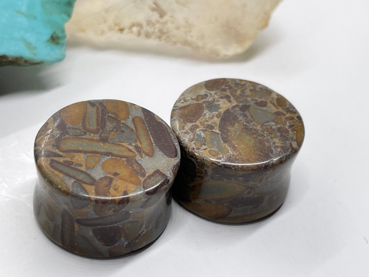 OOAK Bamboo Jasper Plugs – 3/4" (19mm)
