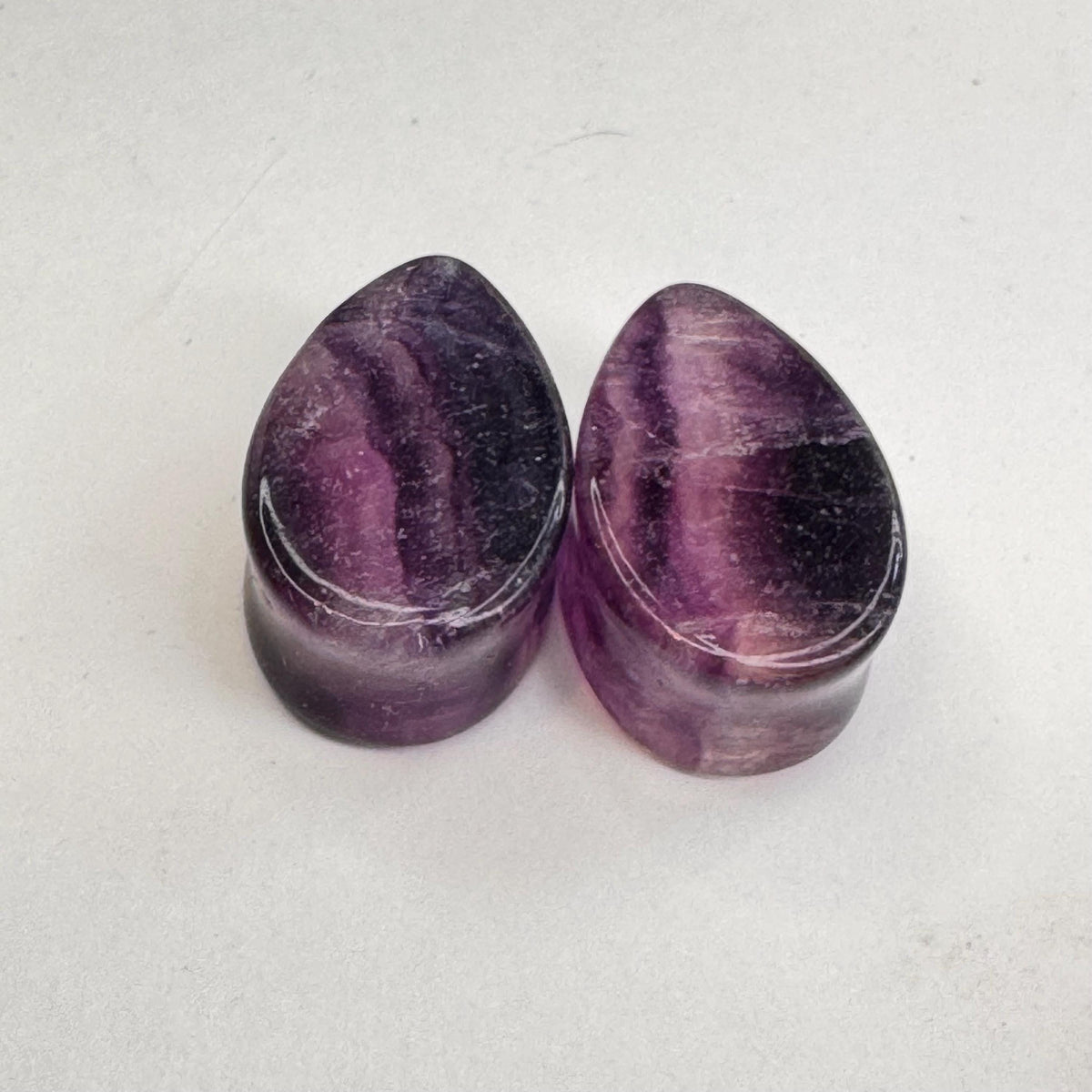 OOAK Purple Fluorite Teardrop Plugs – 3/4" (19mm)