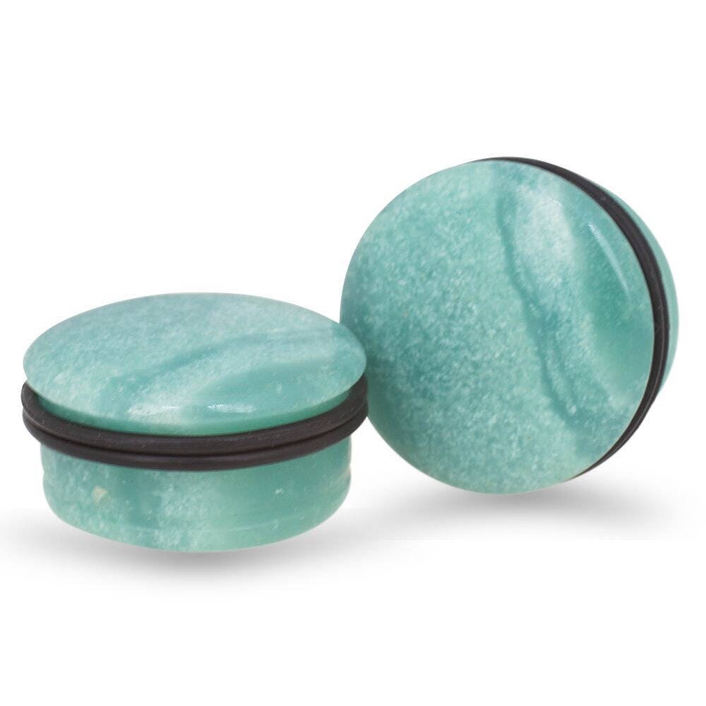 Blue Amazonite Plugs – Single Flared Stone Gauges