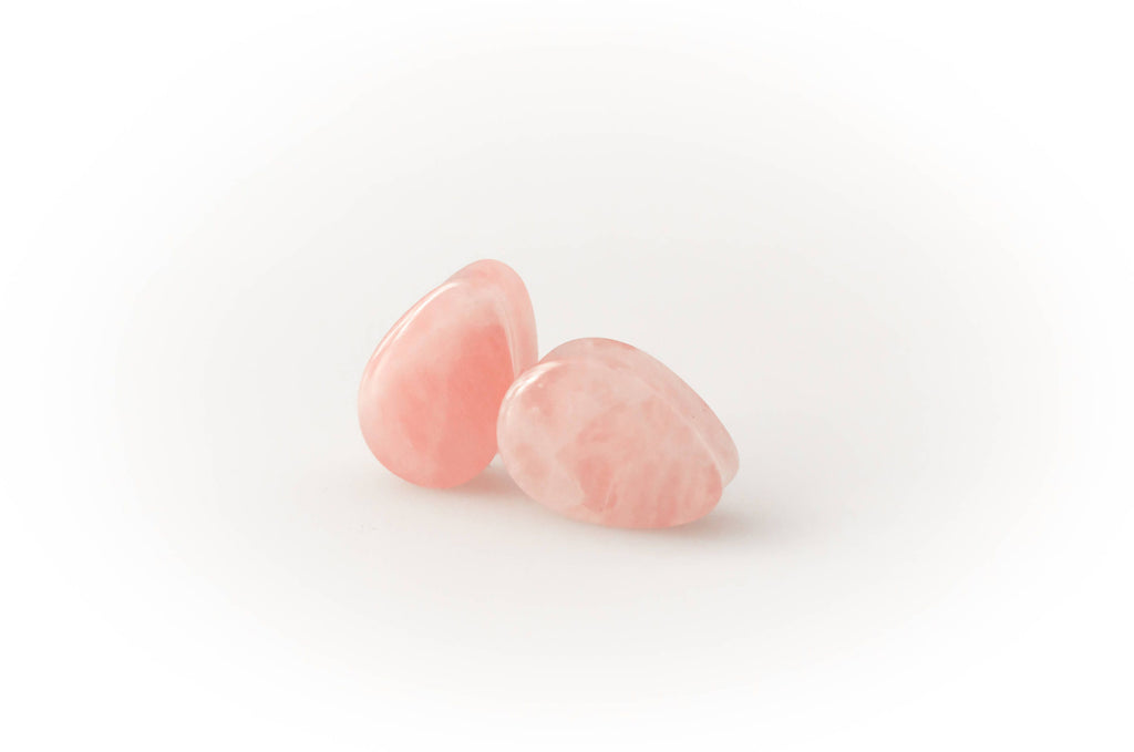 Rose Quartz Teardrop Plugs – Double Flared