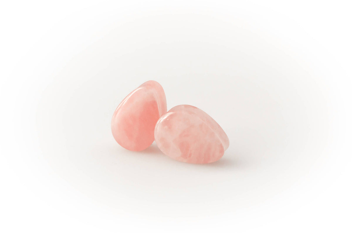Rose Quartz Teardrop Plugs – Double Flared