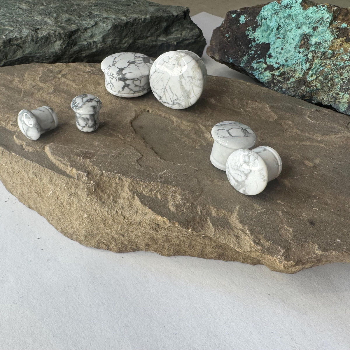 White Howlite Stone Plugs – Single Flared Gauges