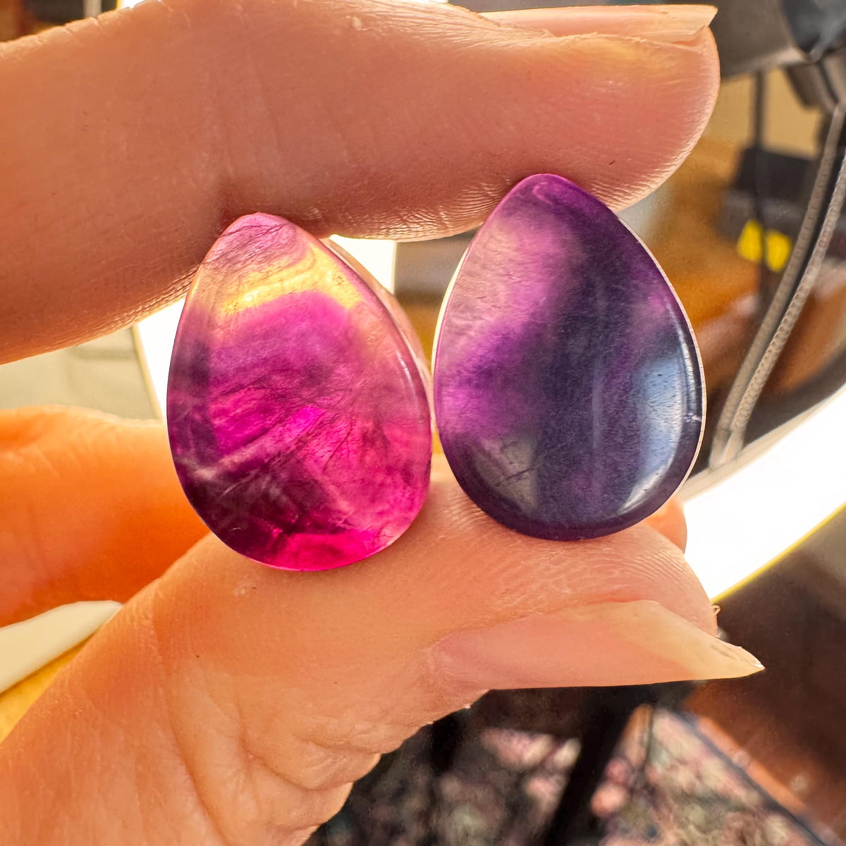 OOAK Purple Fluorite Teardrop Plugs – 5/8" (16mm)