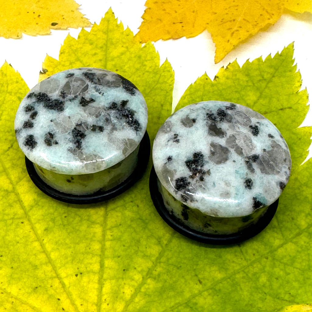 OOAK Dalmatian Jasper Single Flared Stone Plugs – 7/8" (22mm)