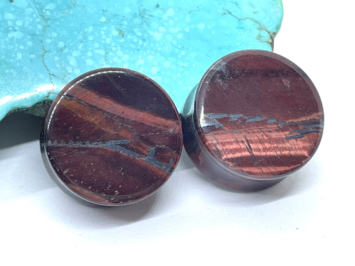 OOAK Red Tiger’s Eye Plugs – 7/8" (22mm)