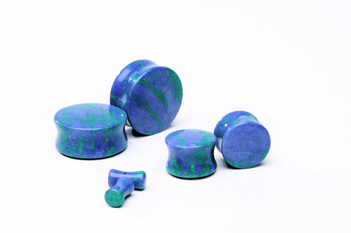 Azurite Stone Plugs – Double Flared Blue Ear Gauges