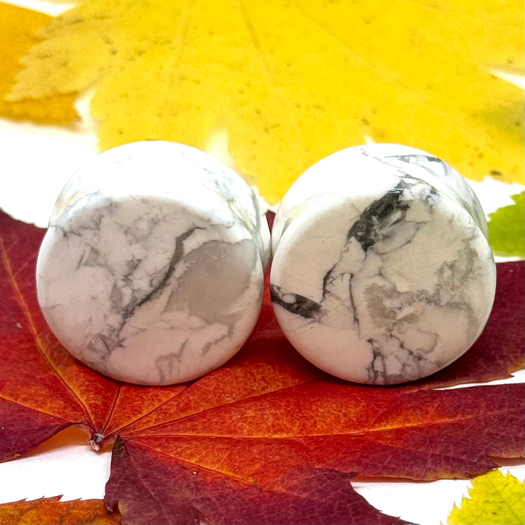OOAK Howlite Stone Plugs – 1" (25mm)