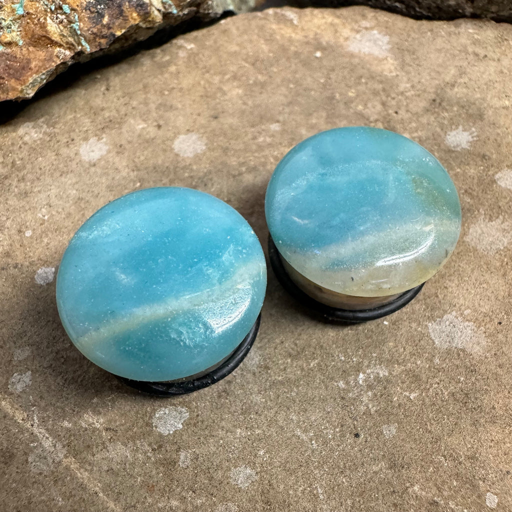 OOAK Amazonite Plugs – 3/4" (19mm) Single Flared