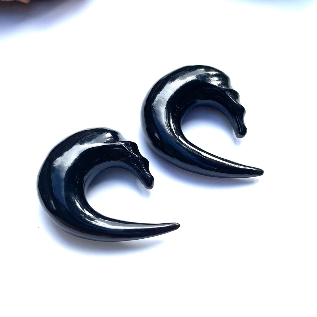 Carved Water Buffalo Horn Hanging Earrings
