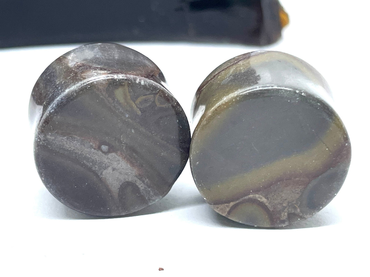 OOAK Black Jasper Stone Plugs – 3/4" (19mm)