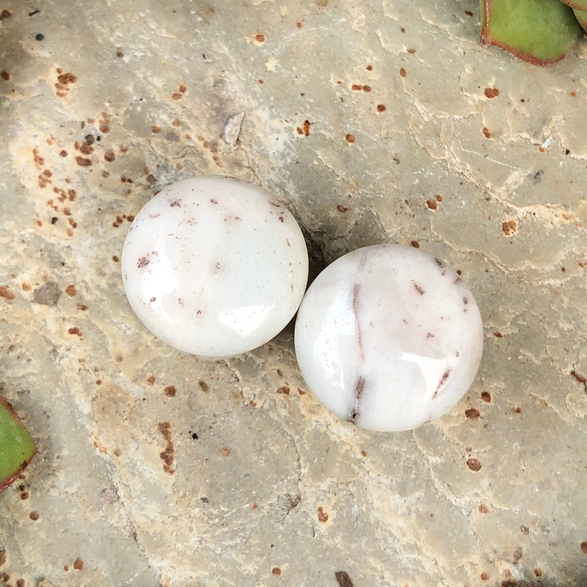 OOAK Pale Beige Stone Plugs – Gemstone Verification Needed