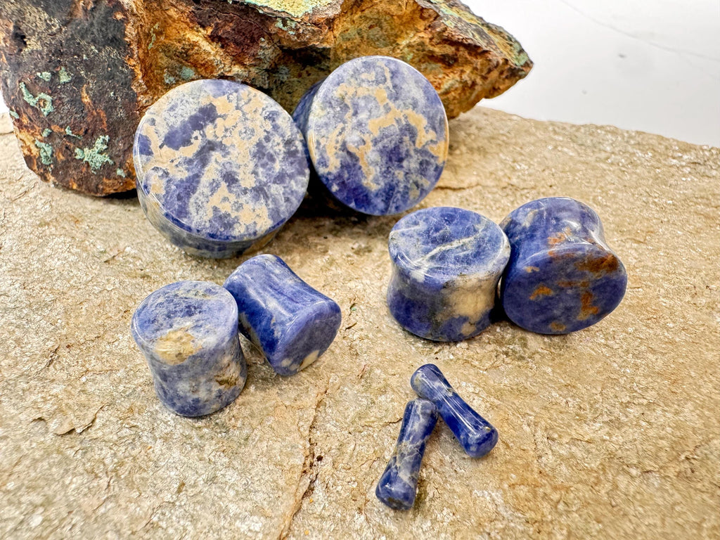 Blue Sodalite Plugs – Double Flared Stone Ear Gauges