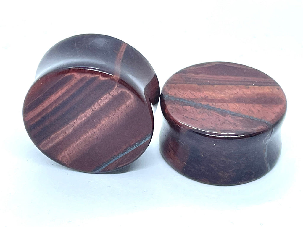 OOAK Red Tiger’s Eye Plugs – 7/8" (22mm)