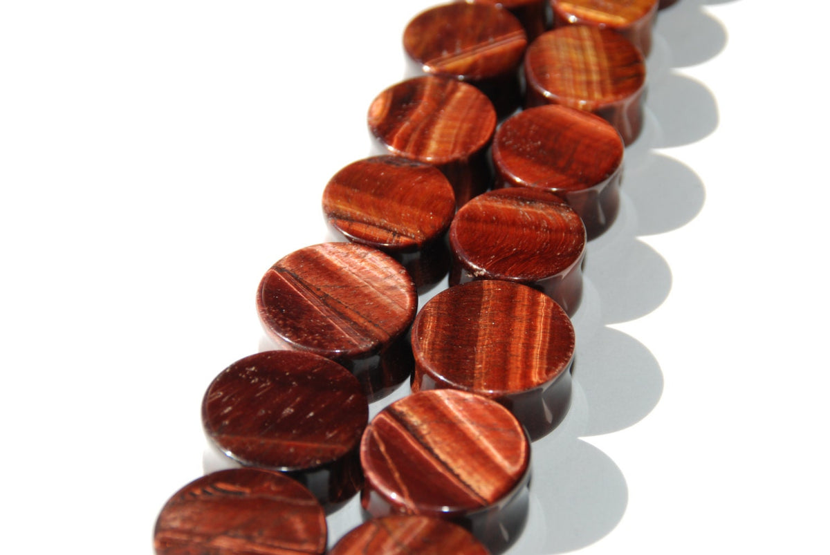 Red Tiger's Eye Stone Plugs – Double Flared Ear Gauges