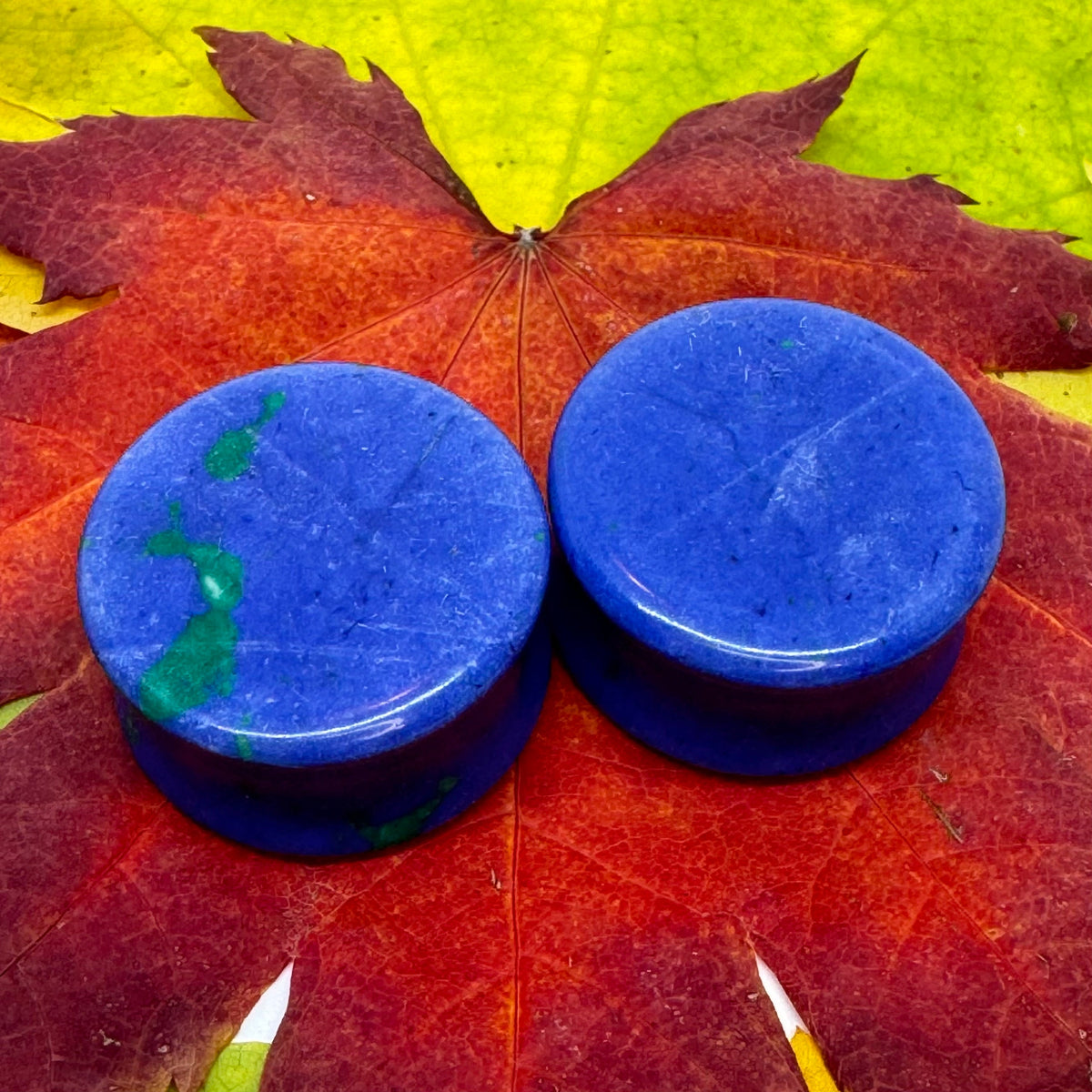 OOAK Azurite Stone Tunnels – 7/8" (22mm)