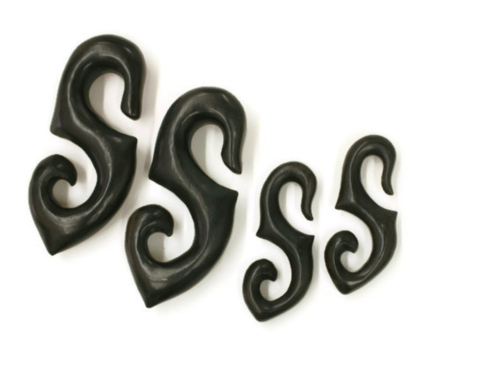 Limited Edition Ebony Wood Hanging Gauged Earrings