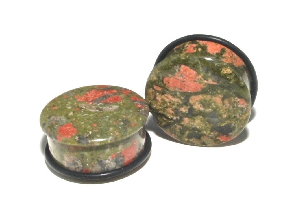Unakite Stone Plugs – Single Flared Ear Gauges