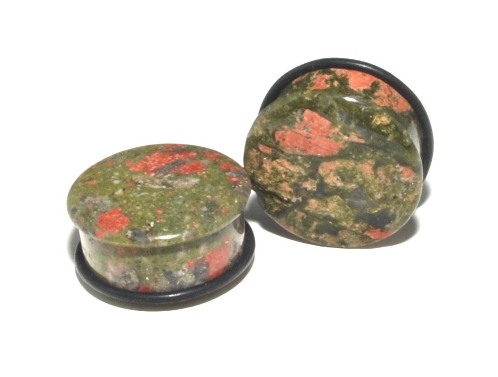 Unakite Stone Plugs – Single Flared Ear Gauges