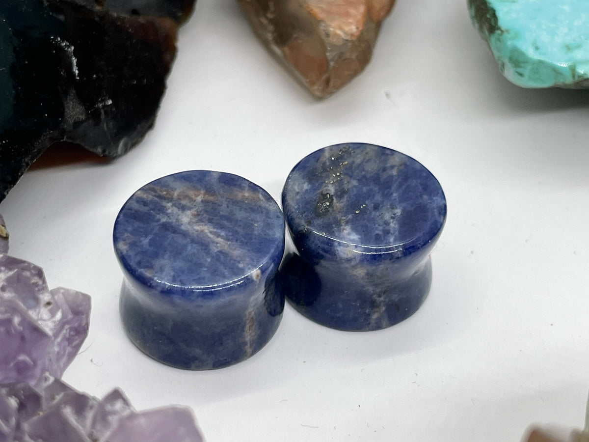 OOAK Sodalite Stone Plugs – 5/8" (16mm)