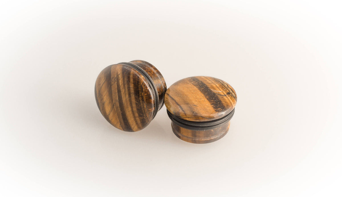 Brown Tiger's Eye Plugs – Single Flared Stone Ear Gauges