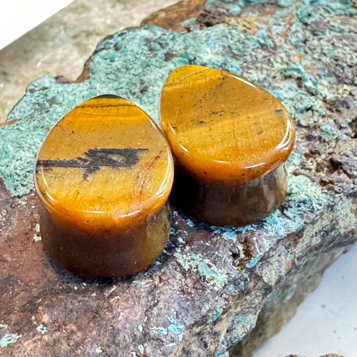 OOAK Brown Tiger’s Eye Teardrop Plugs – 3/4" (19mm)