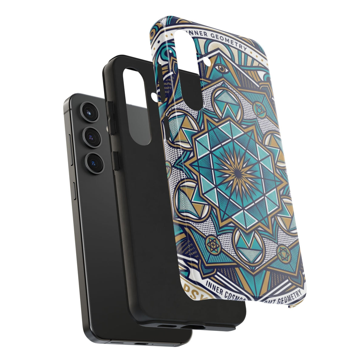 Tough Phone Case — Blue Geometric Mandala Protective Phone Cover