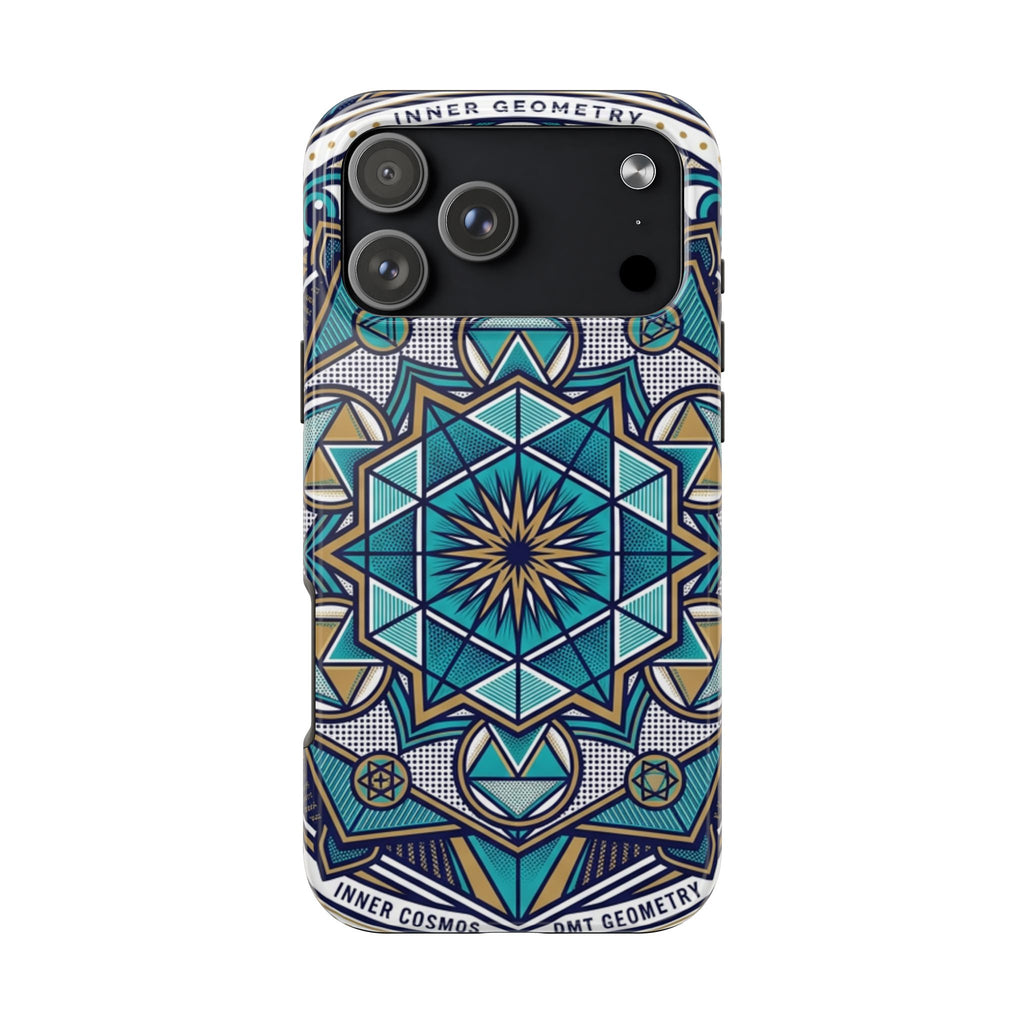 Tough Phone Case — Blue Geometric Mandala Protective Phone Cover