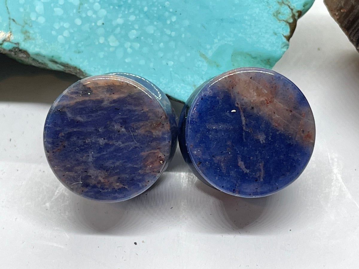 OOAK Blue Sodalite Stone Plugs – 5/8" (16mm)
