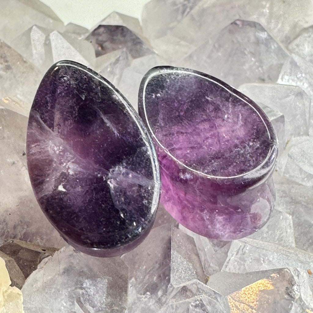 OOAK Fluorite Teardrop Plugs – 11/16" (17.5mm)