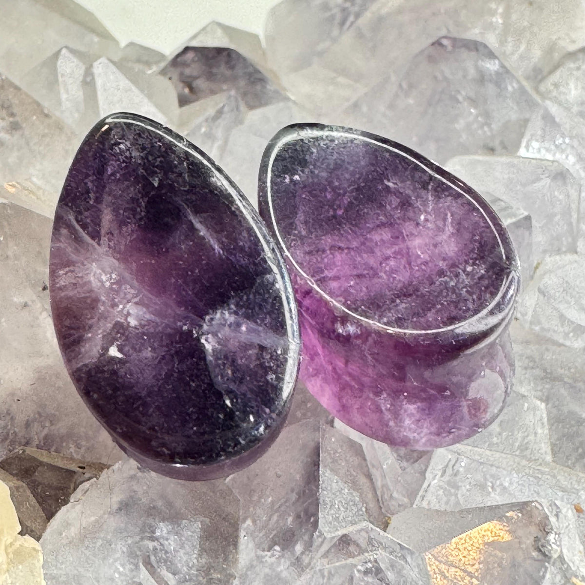 OOAK Fluorite Teardrop Plugs – 11/16" (17.5mm)