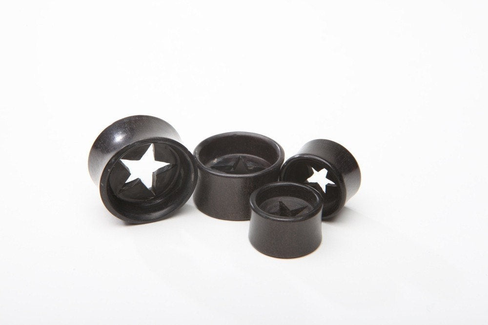 Ebony Wood Star Cutout Ear Plugs – Double Flared