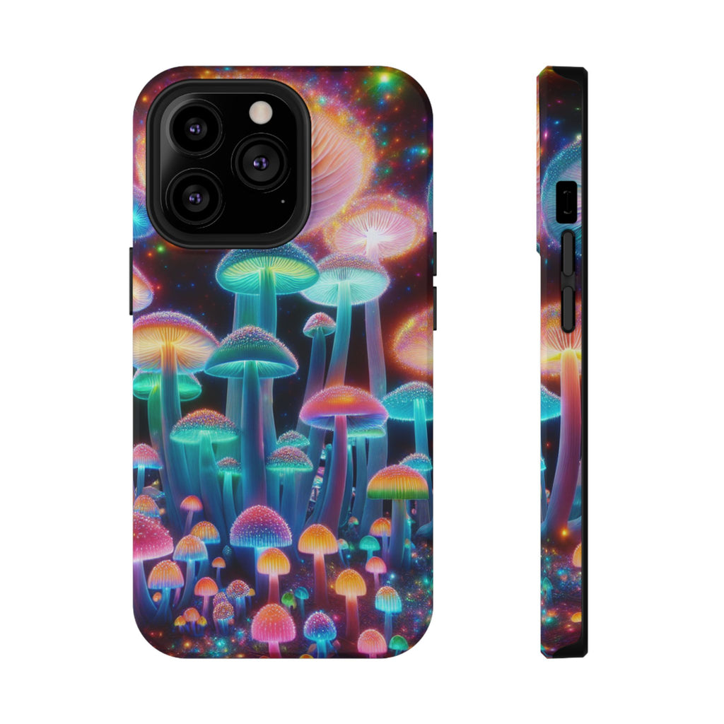 Psychedelic Neon Mushroom Phone Case — Protective Cosmic Art iPhone Cover