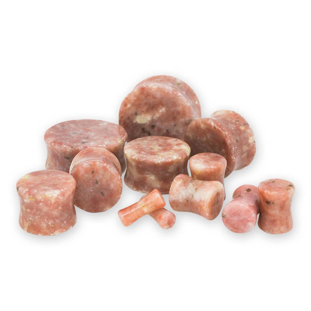 Pink Chinese Jasper Plugs – Double Flared Ear Gauges