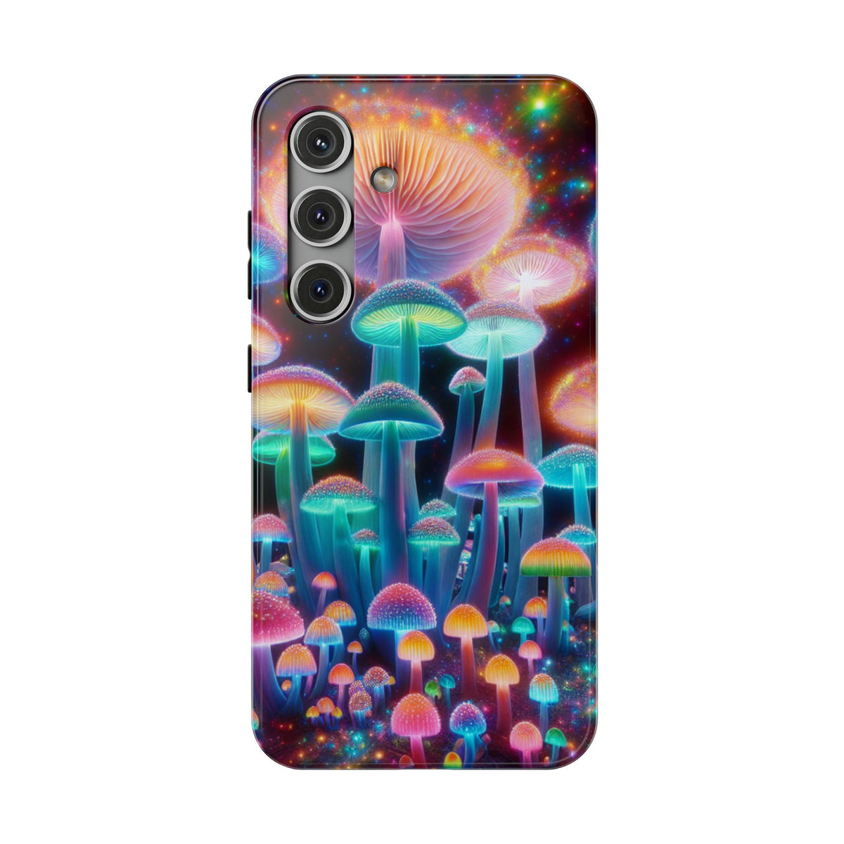 Psychedelic Neon Mushroom Phone Case — Protective Cosmic Art iPhone Cover
