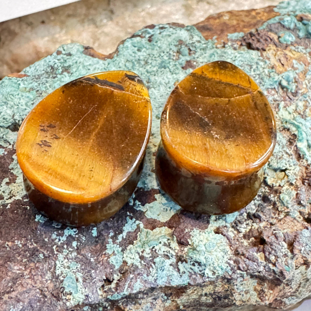 OOAK Brown Tiger’s Eye Teardrop Plugs – 3/4" (19mm)