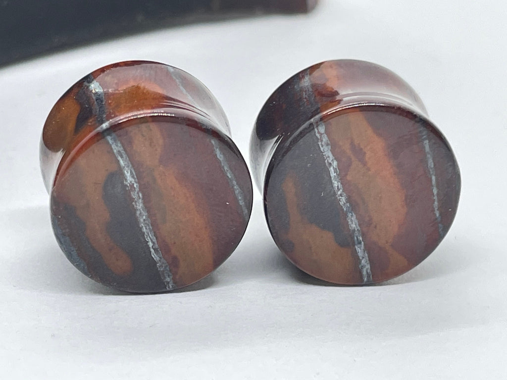 OOAK Red Tiger’s Eye Plugs – 5/8" (16mm)