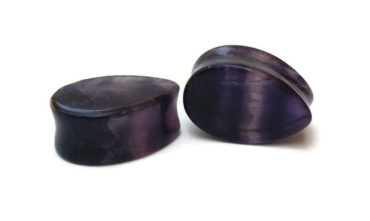 OOAK Amethyst Teardrop Plugs – 7/8" (22mm)