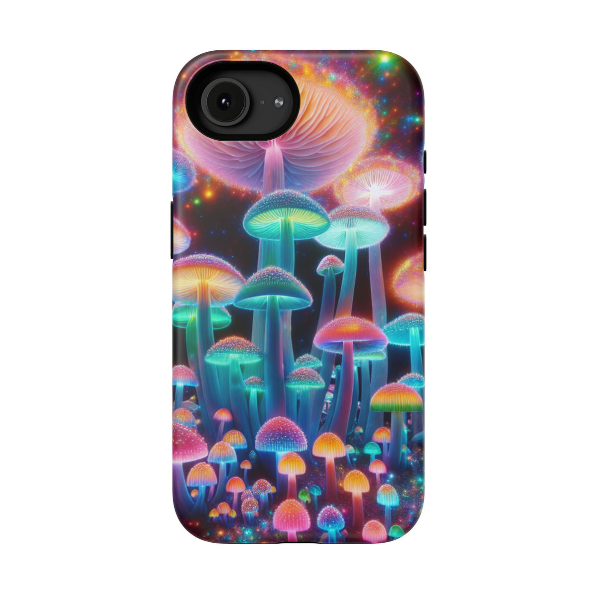 Psychedelic Neon Mushroom Phone Case — Protective Cosmic Art iPhone Cover